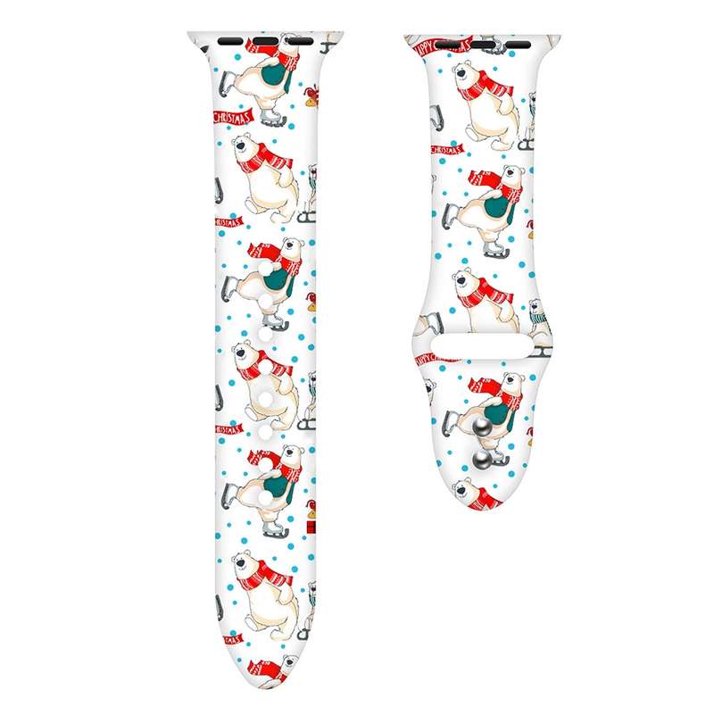 For Apple Watch 42mm / 41mm / 40mm / 38mm Christmas Pattern Silicone Watch Band