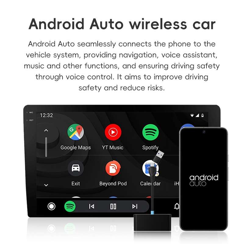 P40 CarPlay and Android Auto Car Connectivity Box Wireless Adapter(Black)