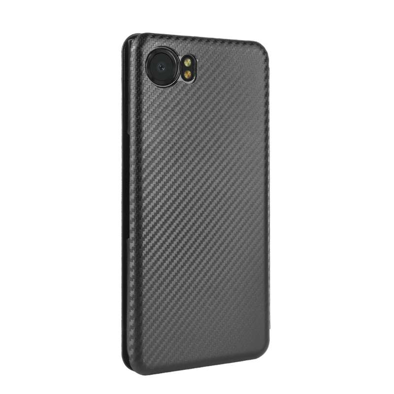 For BlackBerry Keyone Carbon Fiber Texture Horizontal Flip TPU + PC + PU Leather Case with Card Slot