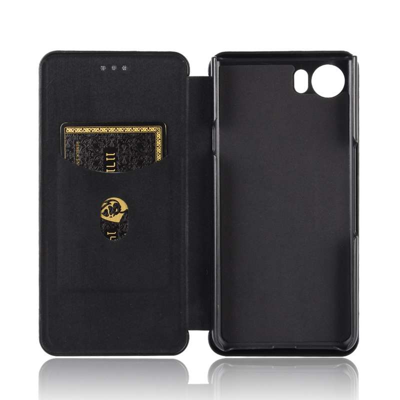 For BlackBerry Keyone Carbon Fiber Texture Horizontal Flip TPU + PC + PU Leather Case with Card Slot