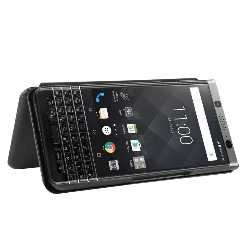 For BlackBerry Keyone Carbon Fiber Texture Horizontal Flip TPU + PC + PU Leather Case with Card Slot