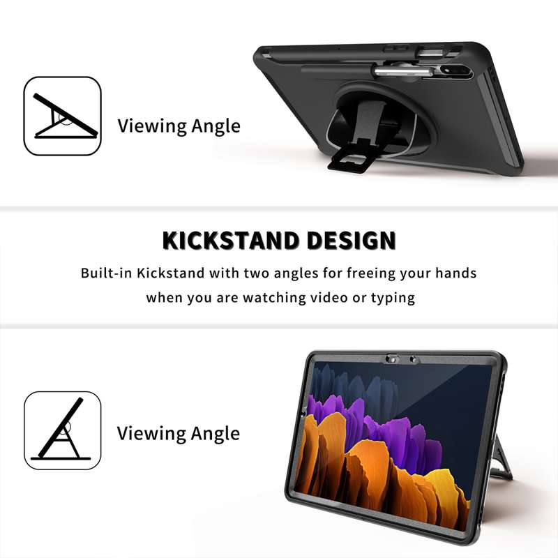 For Samsung Galaxy Tab S8 / Galaxy Tab S7 (2020) T870 360 Degree Rotation PC+TPU Protective Cover wi
