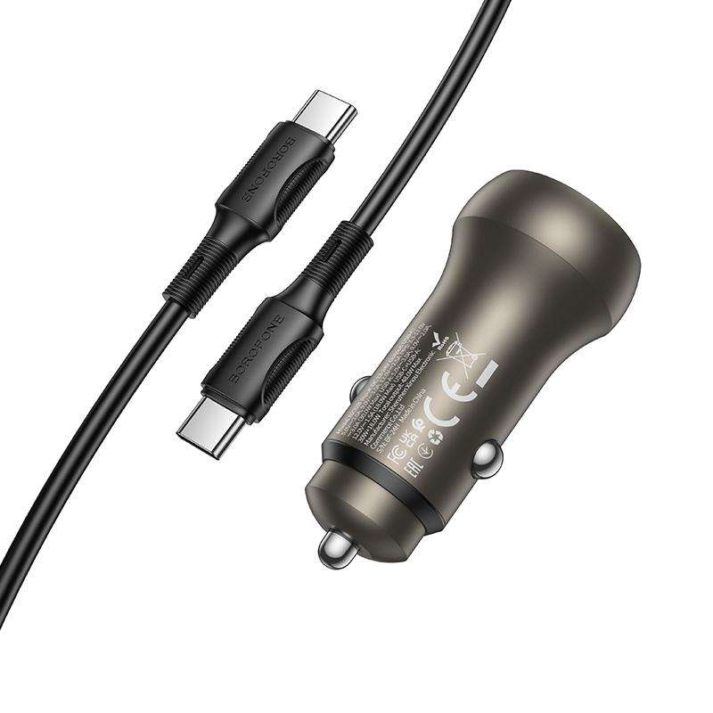 BOROFONE BZ32B Fresh 48W Dual Ports PD30W Type-C and QC3.0 USB Car Charger Set with 1m Type-C Cable(