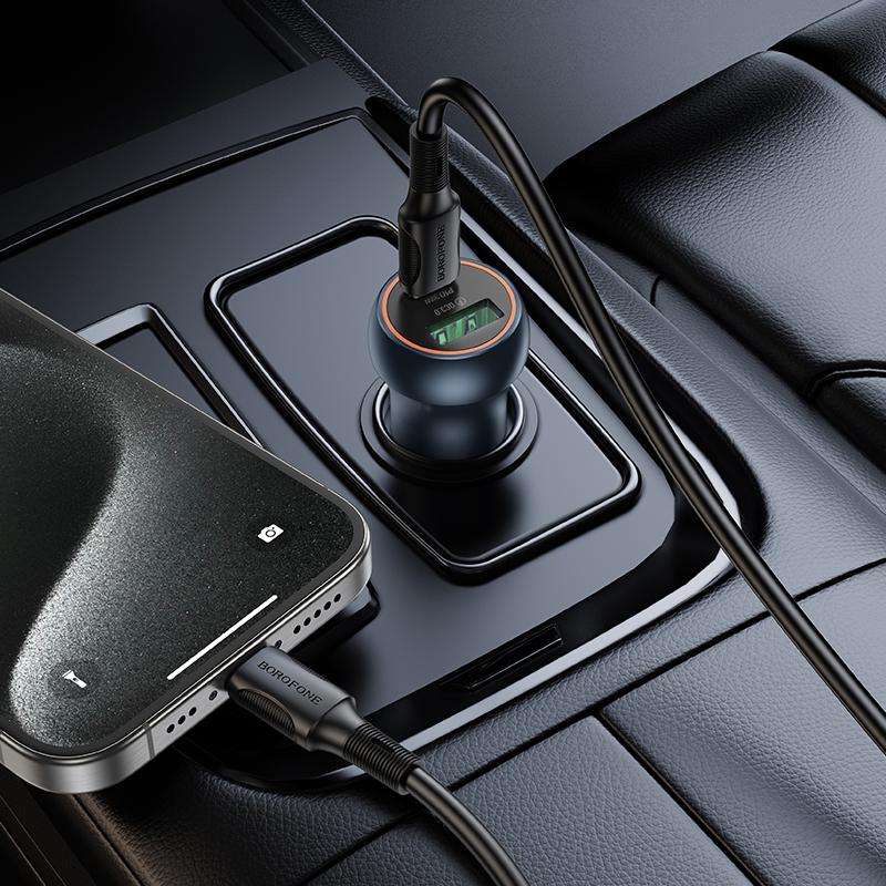 BOROFONE BZ32B Fresh 48W Dual Ports PD30W Type-C and QC3.0 USB Car Charger Set with 1m Type-C Cable(