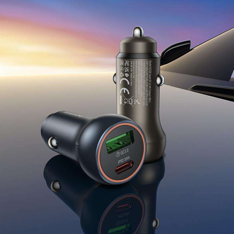BOROFONE BZ32B Fresh 48W Dual Ports PD30W Type-C and QC3.0 USB Car Charger Set with 1m Type-C Cable(