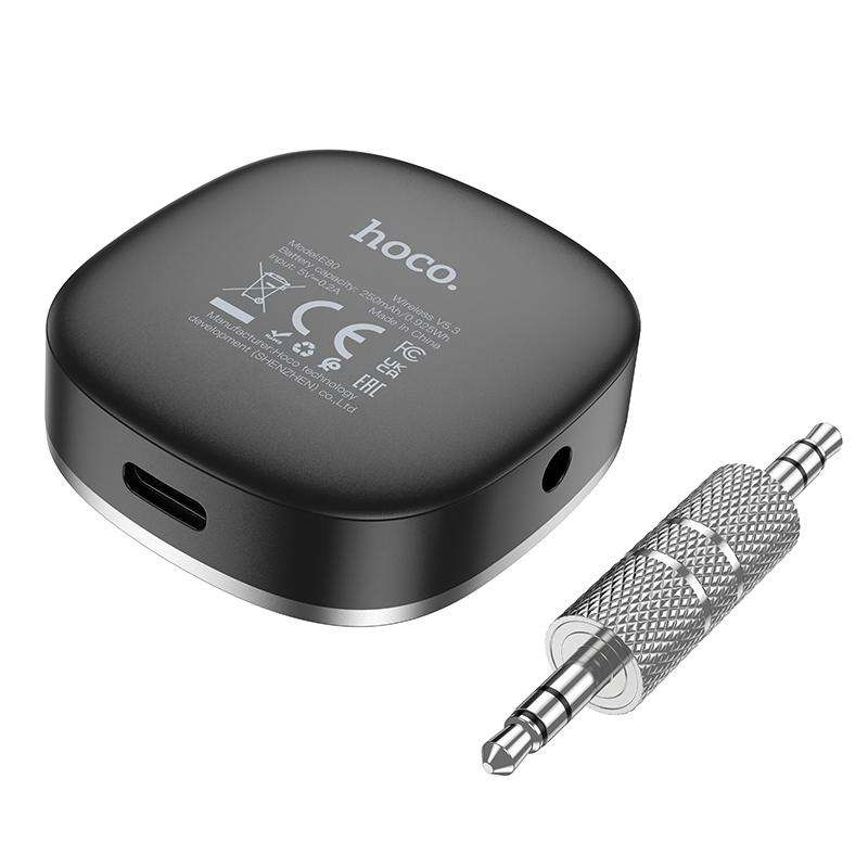 hoco E80 Travel Car AUX Bluetooth Receiver(Black)