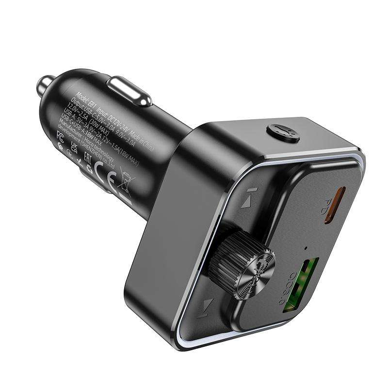 hoco E81 Fantasy PD 30W and QC3.0 Car Bluetooth FM Transmitter(Black)