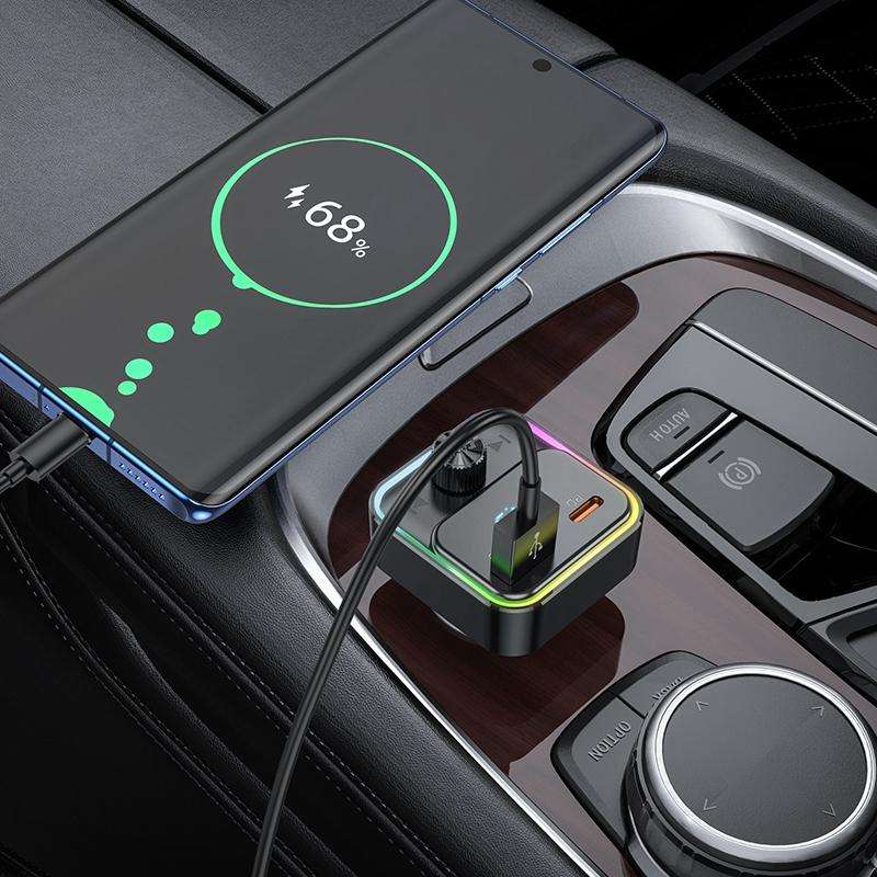 hoco E81 Fantasy PD 30W and QC3.0 Car Bluetooth FM Transmitter(Black)
