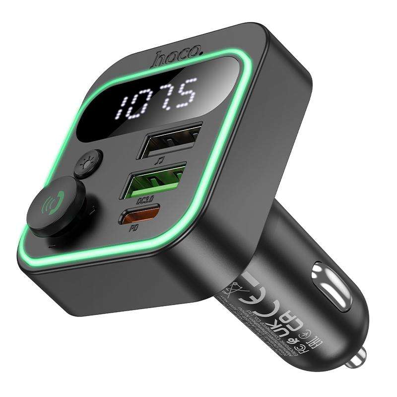 hoco E85 Tiger PD 20W and QC 3.0 Car Bluetooth FM Transmitter(Black)