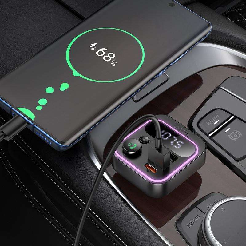 hoco E85 Tiger PD 20W and QC 3.0 Car Bluetooth FM Transmitter(Black)