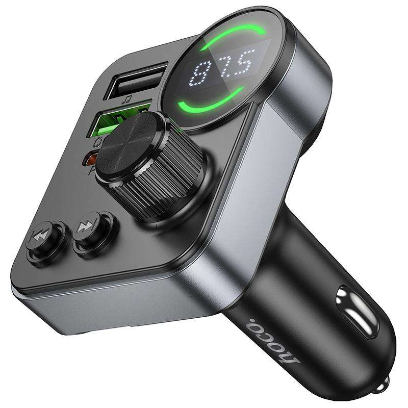 hoco E86 Alegria 48W Dual Port PD 30W and QC 3.0 Car Bluetooth FM Transmitter(Black)