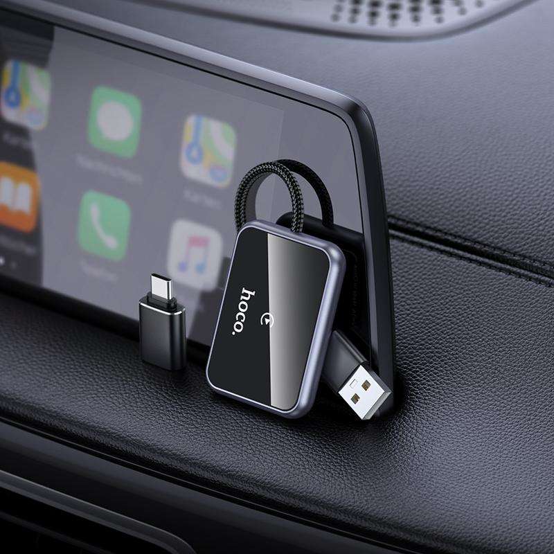 hoco HU1 Way Car Wireless CarPlay Adapter(Grey)