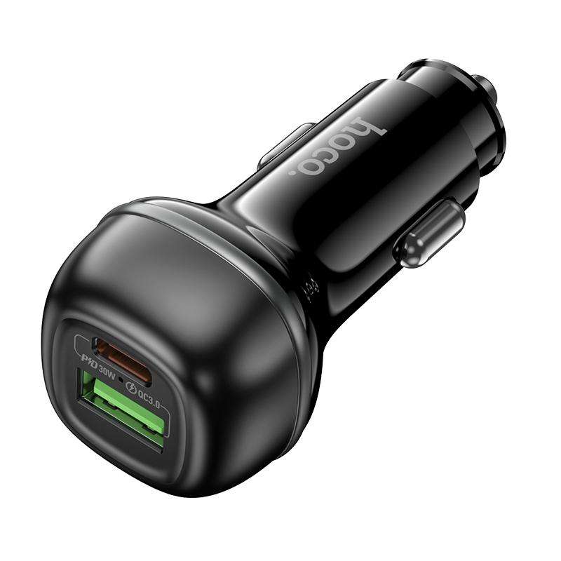 hoco Z58A Rank Dual Port PD30W and QC3.0 Car Charger(Black)