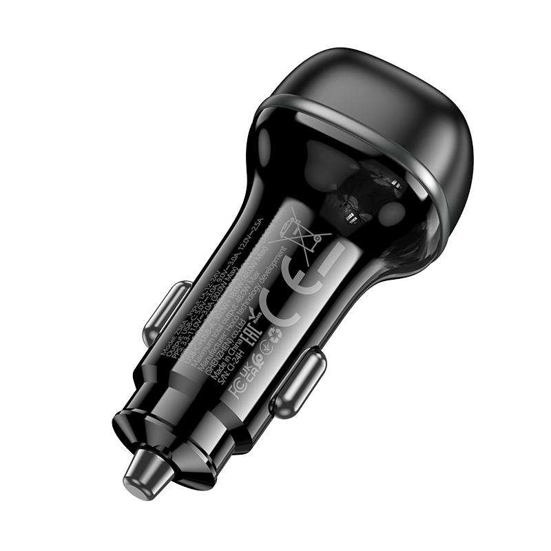 hoco Z58A Rank Dual Port PD30W and QC3.0 Car Charger(Black)