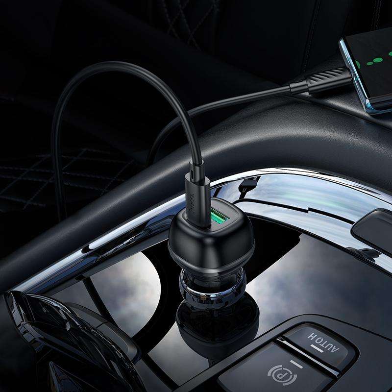 hoco Z58A Rank Dual Port PD30W and QC3.0 Car Charger(Black)