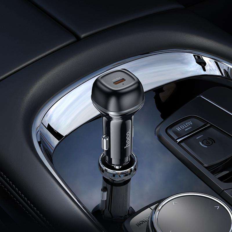 hoco Z58 Rank PD30W USB-C / Type-C Single Port Car Charger Set with Type-C to 8 Pin Cable(Black)