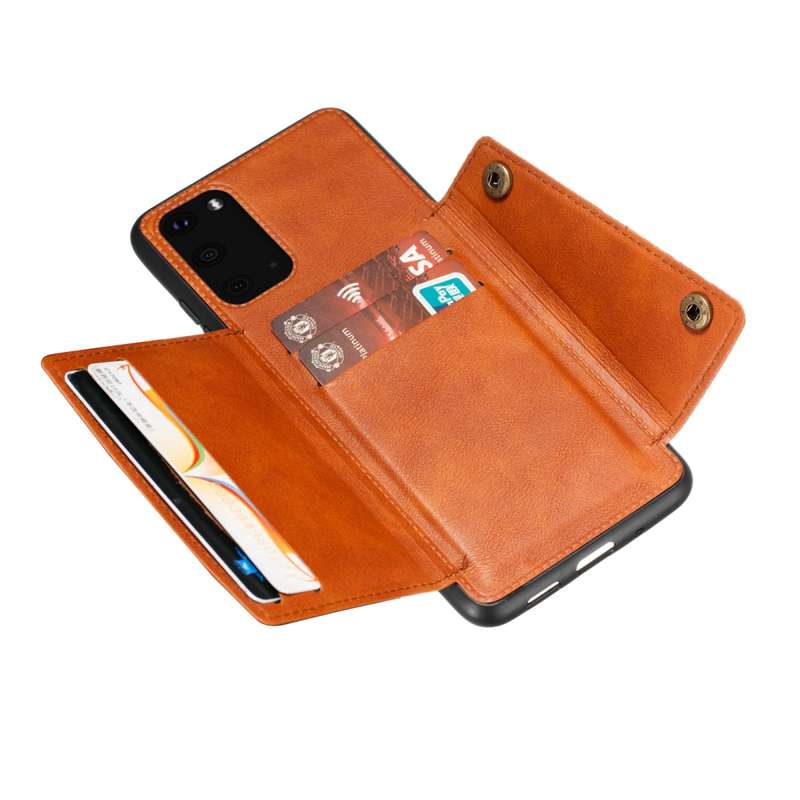 For Samsung Galaxy Note 20 Double Buckle PU + TPU Shockproof Magnetic Protective Case with Card Slot