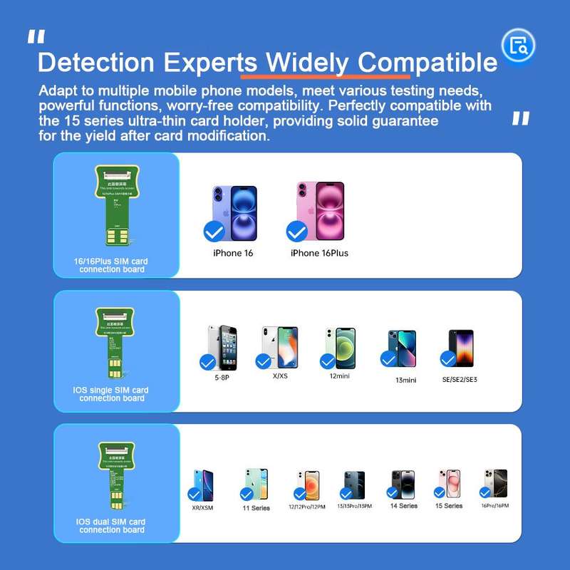 JCID V1S Pro / V1SE SIM Card Holder Testing Set for iPhone 5-16 / Android SIM + TF Card