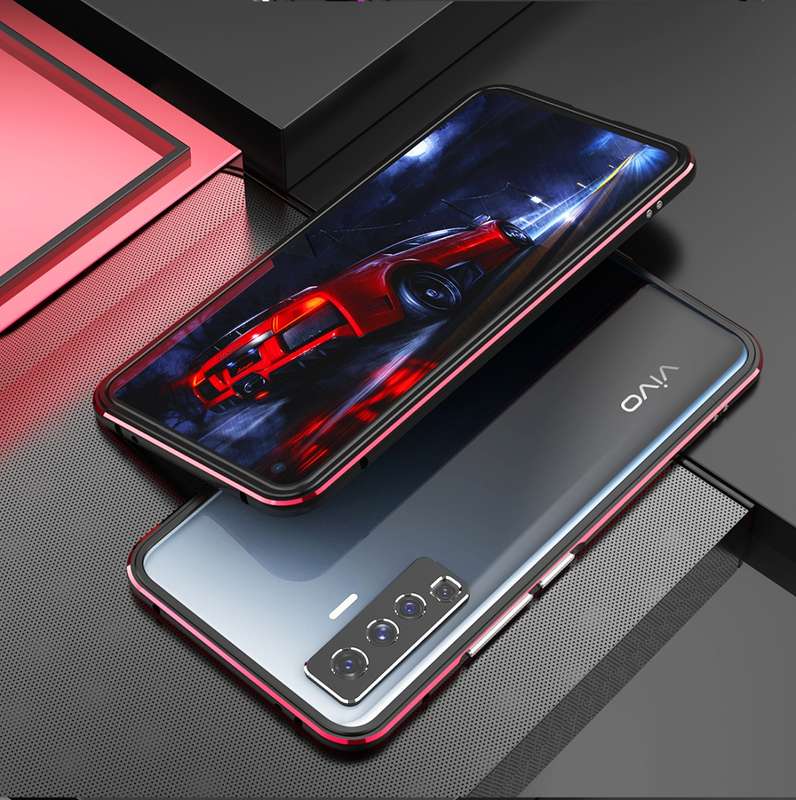 For Vivo X50 & X50 Pro Aluminum Alloy Shockproof Protective Bumper Frame(Black Silver)