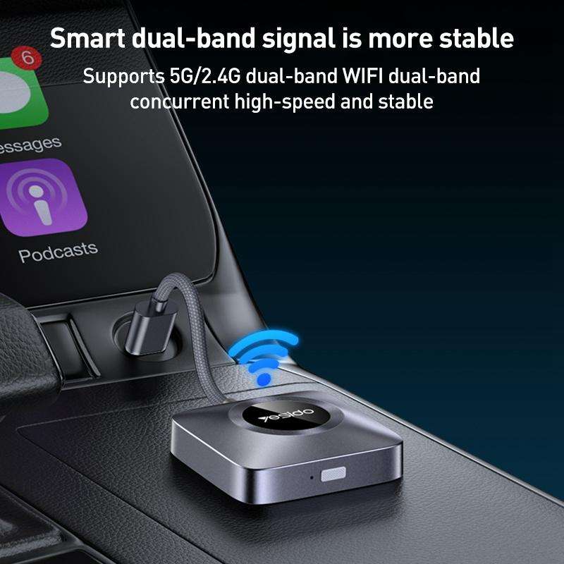 Yesido KM23 Wireless CarPlay with USB to Type-C Adapter(Grey)