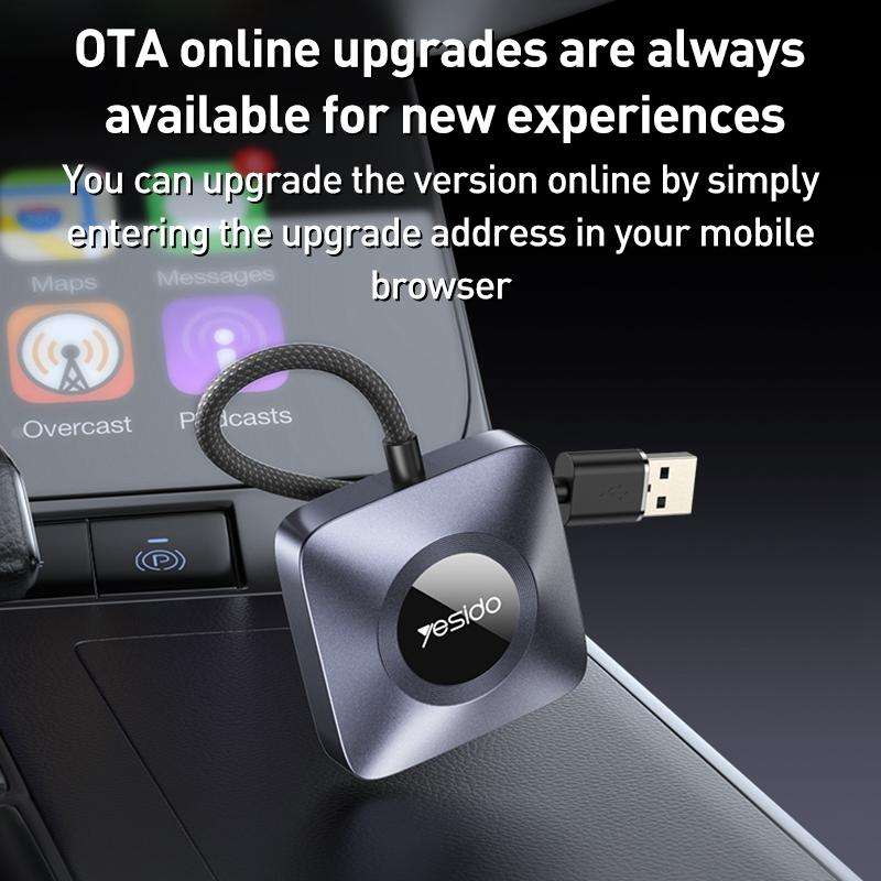 Yesido KM23 Wireless CarPlay with USB to Type-C Adapter(Grey)