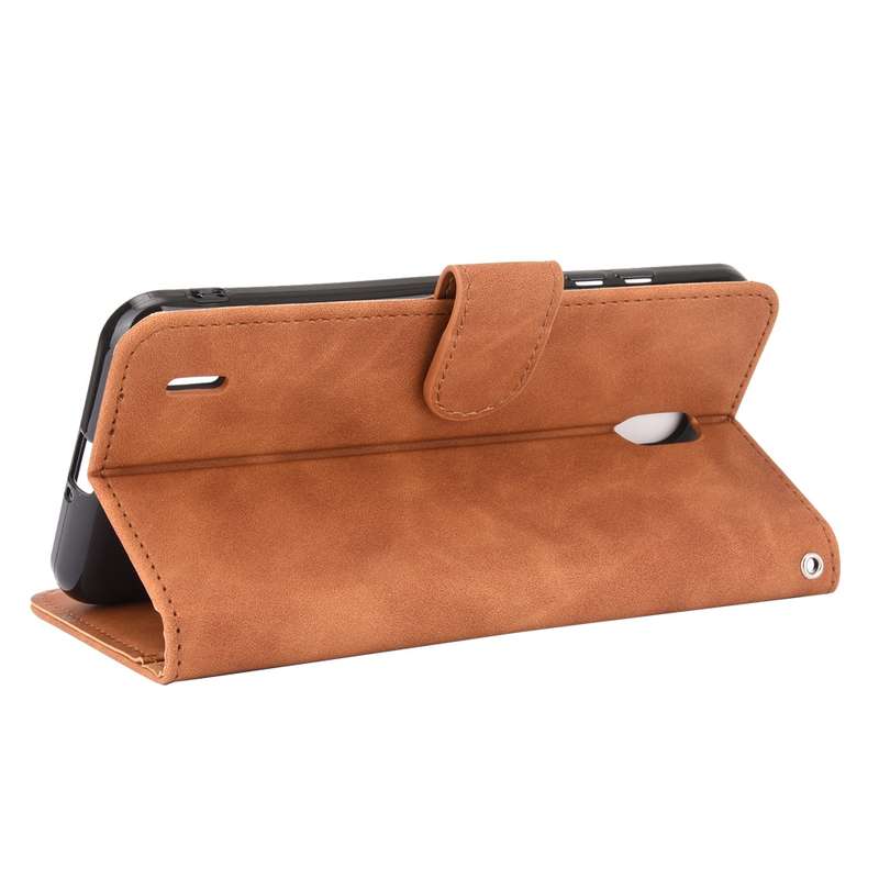 For Nokia C2 Solid Color Skin Feel Magnetic Buckle Horizontal Flip Calf Texture PU Leather Case with