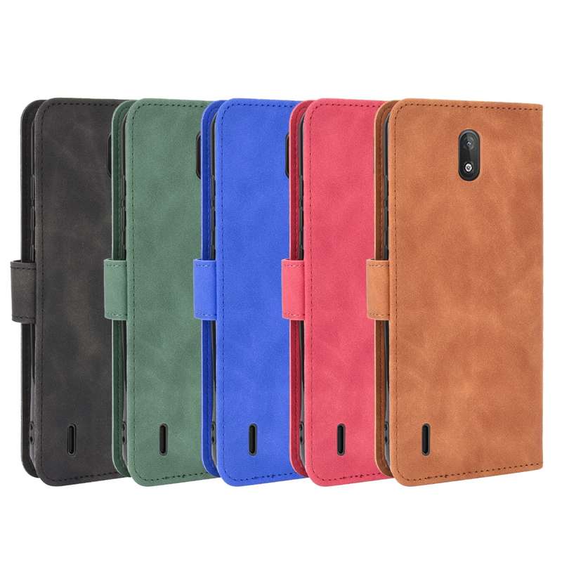 For Nokia C2 Solid Color Skin Feel Magnetic Buckle Horizontal Flip Calf Texture PU Leather Case with