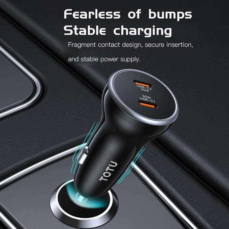 TOTU CC-5 65W USB-A and USB-C / Type-C Dual Ports Fast Charging Car Charger(Black)