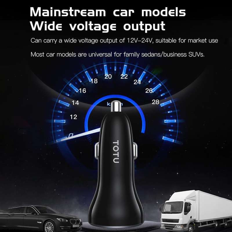 TOTU CC-6 60W USB-C / Type-C Dual Ports Fast Charging Car Charger(Black)