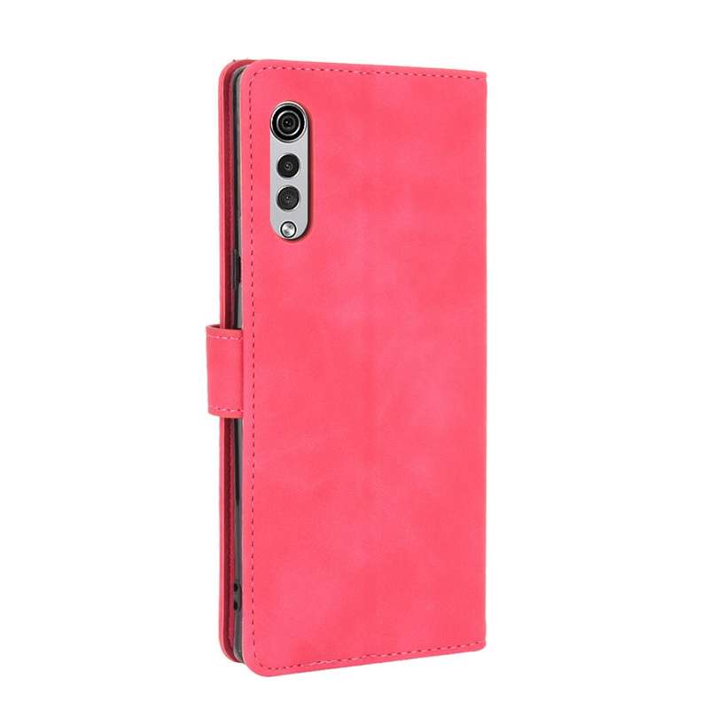 For LG Velvet Solid Color Skin Feel Magnetic Buckle Horizontal Flip Calf Texture PU Leather Case wit