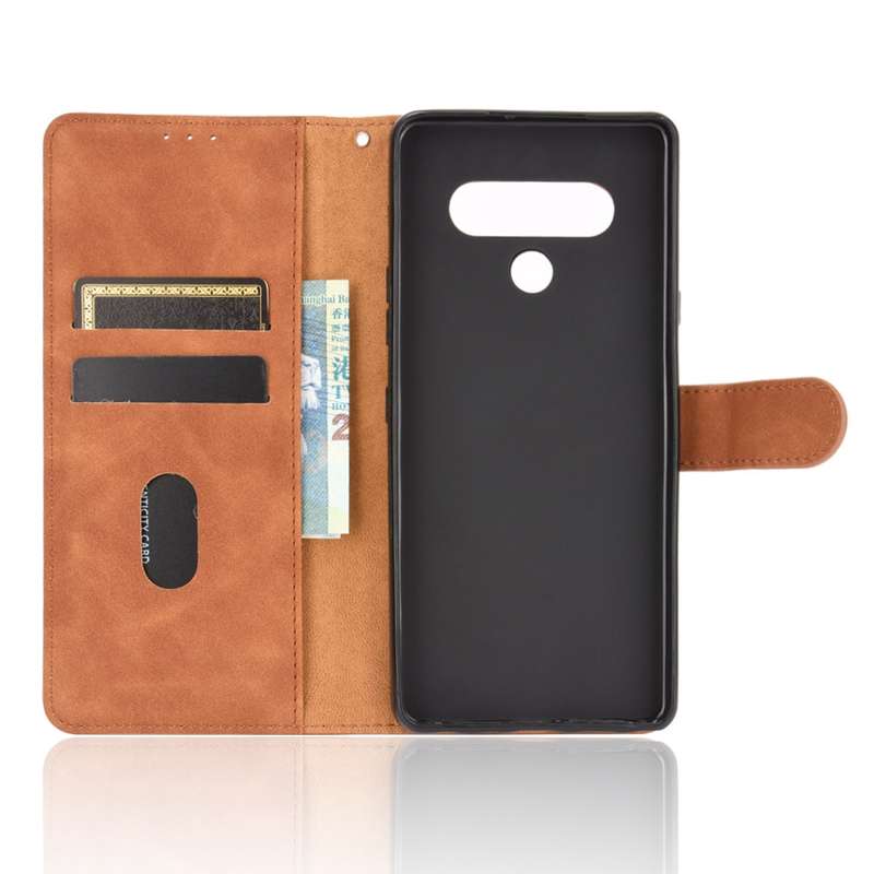 For LG Velvet Solid Color Skin Feel Magnetic Buckle Horizontal Flip Calf Texture PU Leather Case wit