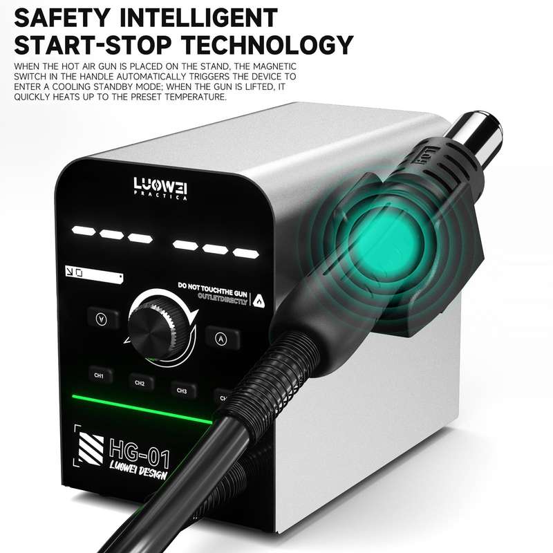 Luowei HG-01 800W Intelligent Digital Hot Air Gun BGA Desoldering Rework Station, Plug:US Plug