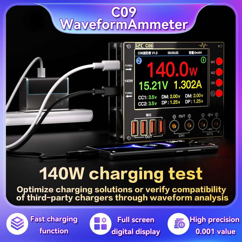 i2C C09 Charge Detection / Voltage Measurement Digital Waveform Ammeter, Model:With Expansion Board