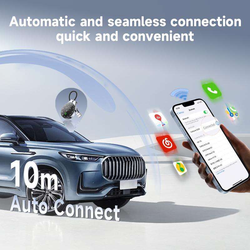 USB Wired to Wireless Car CarPlay Box Adapter, with Type-C Adapter(Black)