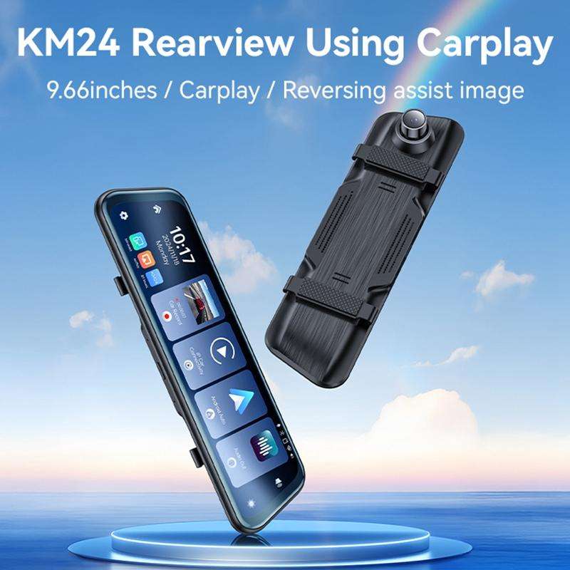 Yesido KM24 9.66 inch HD Image Reversing Assist CarPlay Streaming Rearview Mirror Dash Cam(Black)