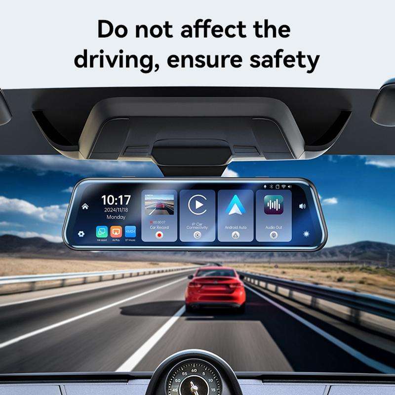 Yesido KM24 9.66 inch HD Image Reversing Assist CarPlay Streaming Rearview Mirror Dash Cam(Black)