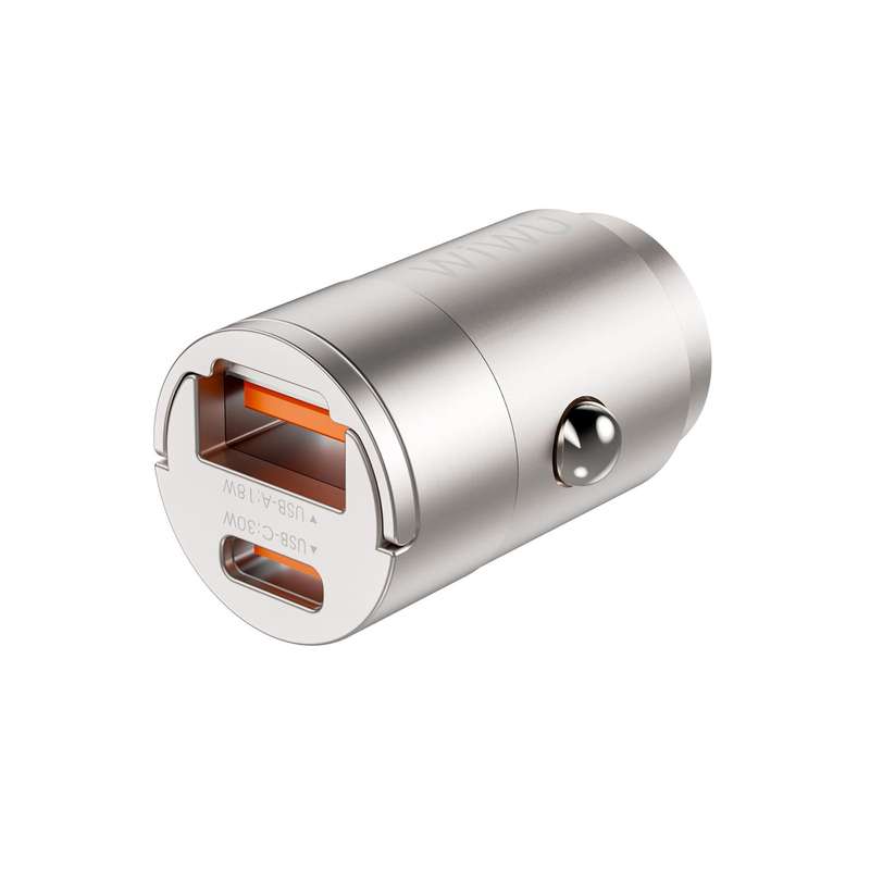 WiWU Wi-QC028 Nano Series 30W USB / Type-C Fast Car Charger(Titanium)