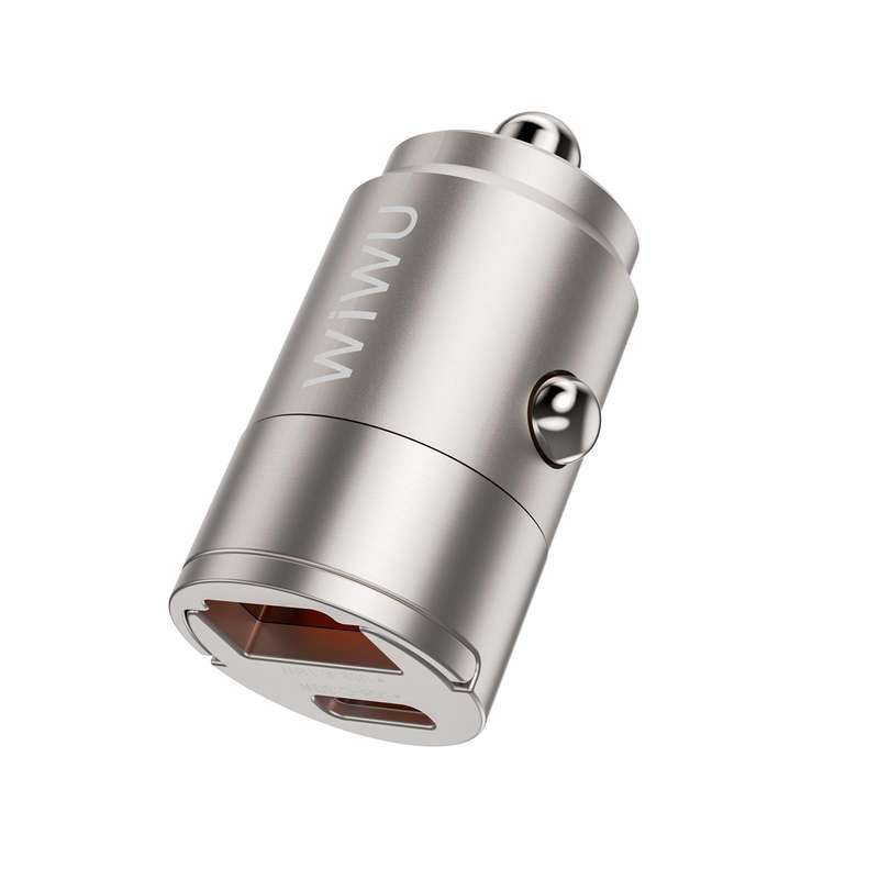 WiWU Wi-QC028 Nano Series 30W USB / Type-C Fast Car Charger(Titanium)