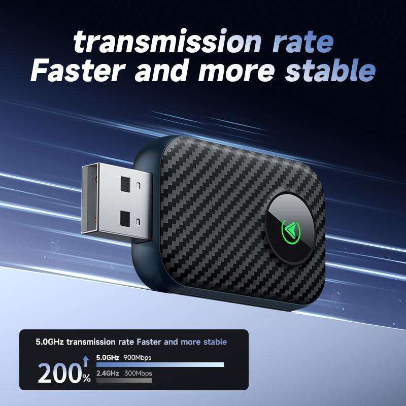 2 in 1 USB Wired to Wireless Car CarPlay / Android Box Adapter, with USB and Type-C Cable(Black)