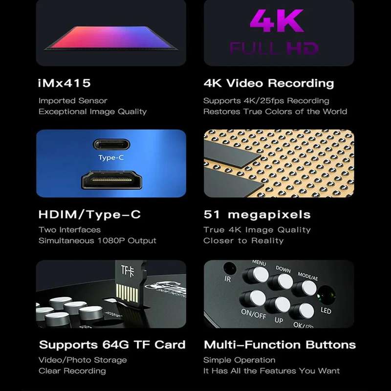 Mechanic MOS 4K IMX415 Sensor 51MP Ultra HD Industry Microscope Camera
