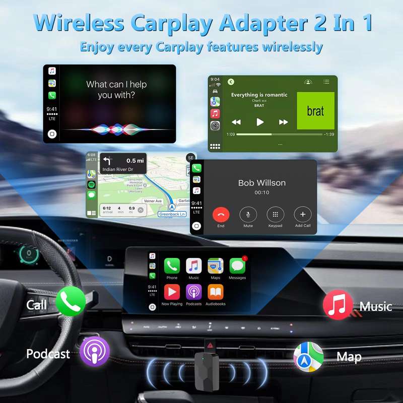 2 in 1 USB Wired to Wireless Car CarPlay / Android Auto Box Adapter(Black)