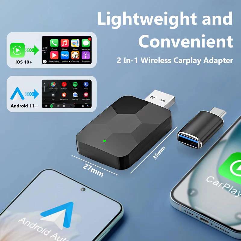 2 in 1 USB Wired to Wireless Car CarPlay / Android Auto Box Adapter(Black)