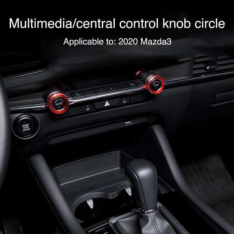 For Mazda Axela CX-30 2020-2022 2pcs Multimedia / Central Control Knob Metal Decorative Ring(Red)