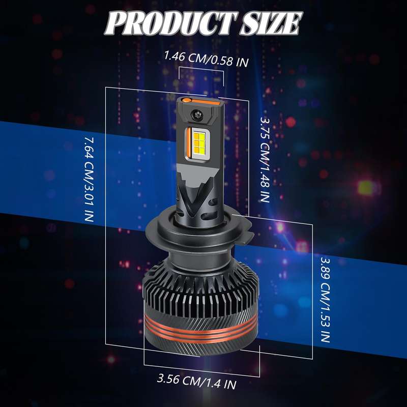 H7 2pcs/Pack 60W 8000LM 6000K Three Color Remote Control Car LED Headlight Bulb