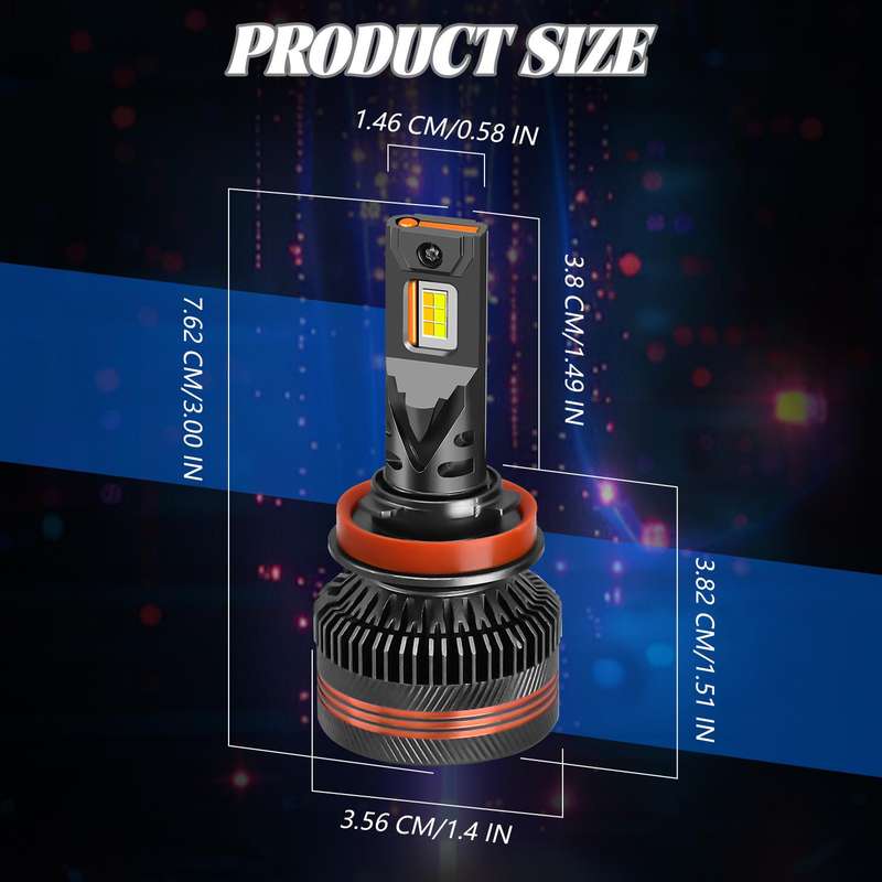 H11 2pcs/Pack 60W 8000LM 6000K Three Color Remote Control Car LED Headlight Bulb