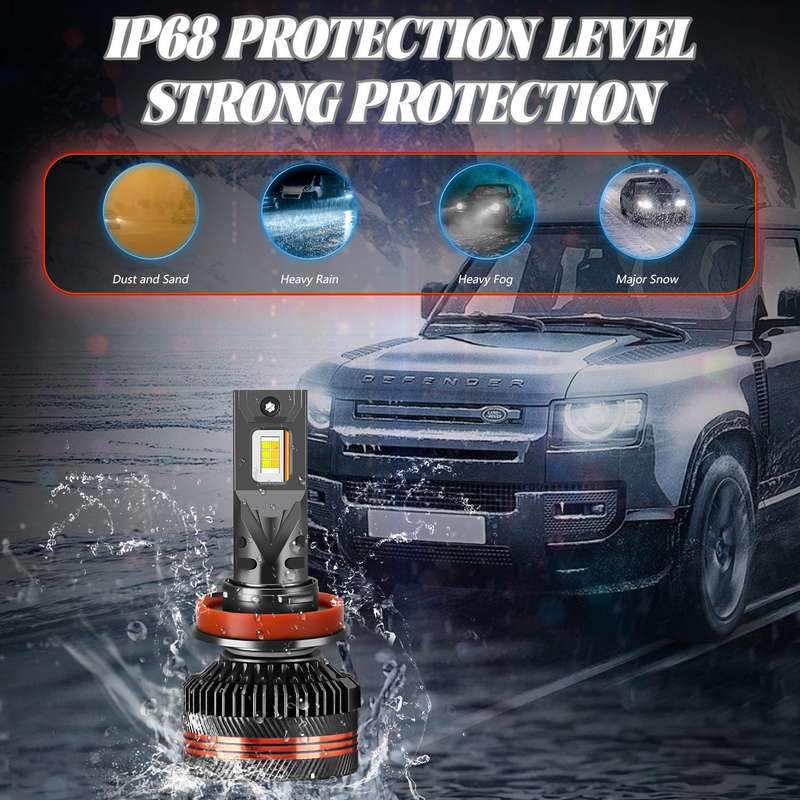 H11 2pcs/Pack 60W 8000LM 6000K Three Color Remote Control Car LED Headlight Bulb