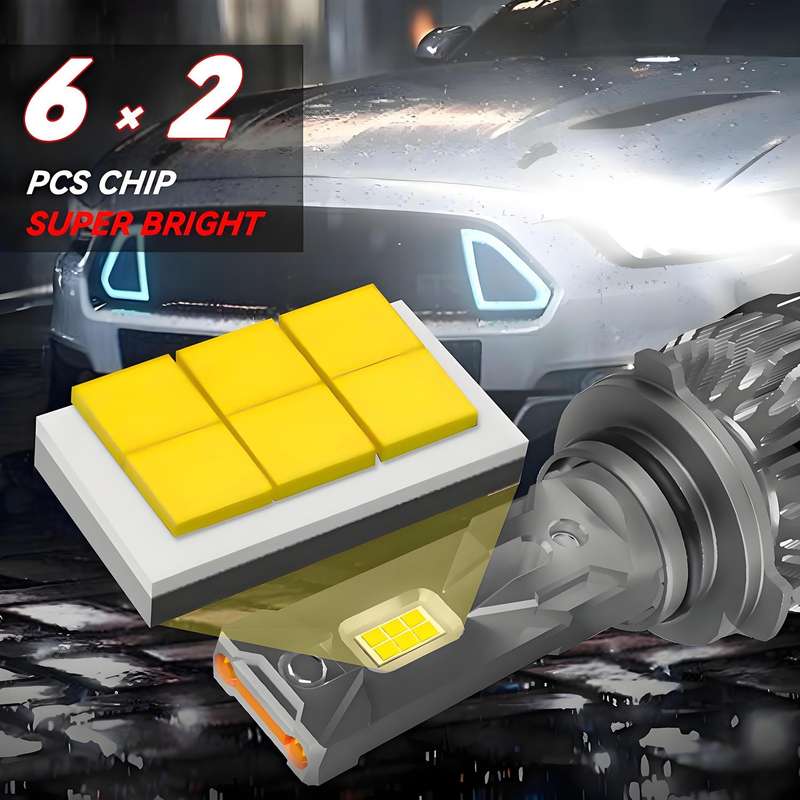 9006 2pcs/Pack 50W 6000LM 6000K Car Double Copper Tube LED Headlight Bulb(Gun Color)
