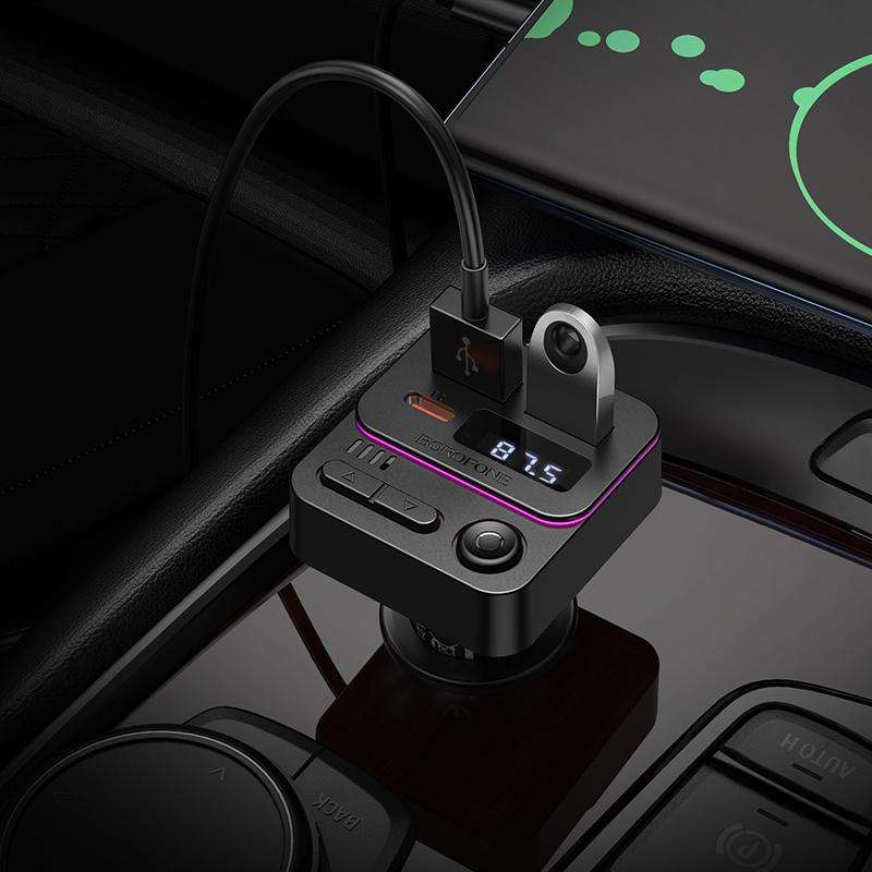 Borofone BC60 Hero 35W Car Bluetooth FM Transmitter(Black)