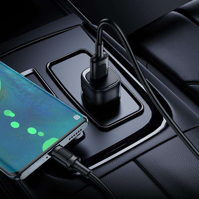 BOROFONE BZ34 Cloud QC3.0 USB Car Charger Set, with 1m USB to Type-C Cable(White)