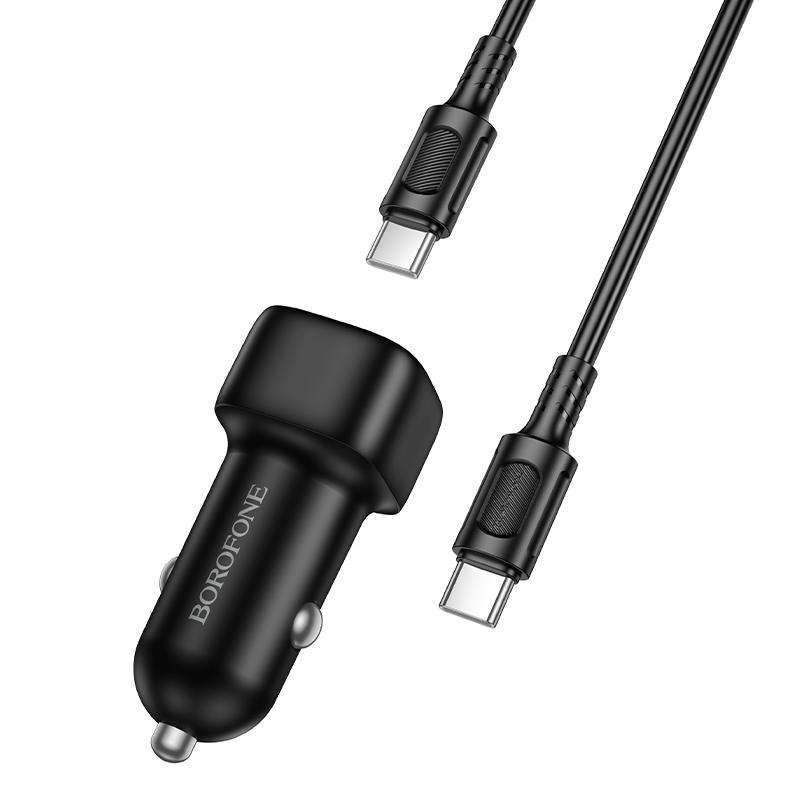 BOROFONE BZ34A Cloud PD20W Type-C Car Fast Charger Set, with 1m Type-C to Type-C Cable(White)
